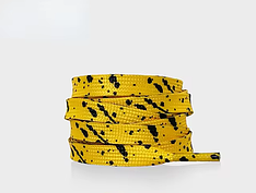 Короткі шнурки для кед або кросівок жовті з чорним