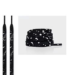 Чорні шнурки для кед або кросівок із білими цяточками