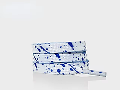 Білі шнурки з синіми плямами