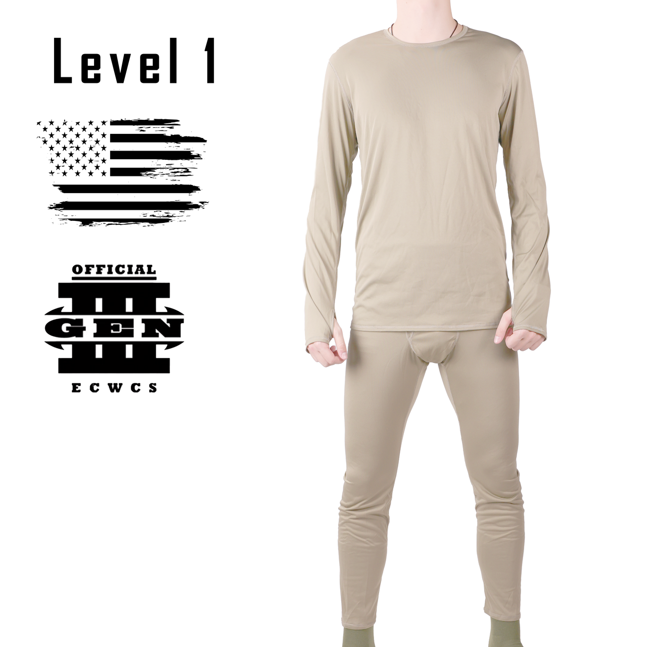 Комплект термобілизни, Розмір: Small Short, ECWCS GEN III Level 1, Цвет: Desert Sand, фото 1