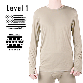 Термобілизна кофта, Розмір: Medium Long, ECWCS GEN III Level 1, Цвет: Desert Sand