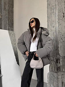 Оверсайз куртка пуховик Blaid бежево-сіра унісекс L/XL