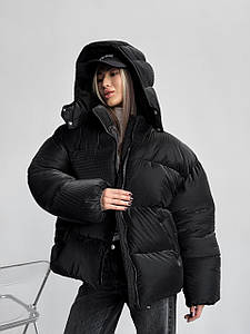 Оверсайз куртка пуховик Blaid чорна унісекс (клітинка)