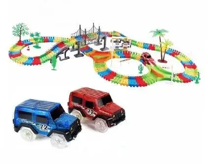 Дитячий трек світний, перегонова траса, трек-конструктор Magic Tracks на 360 деталей із 2 машинками, фото 1