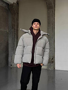 Оверсайз куртка пуховик Blaid бежево-сіра унісекс