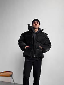 Оверсайз куртка пуховик Blaid чорна унісекс (клітинка)