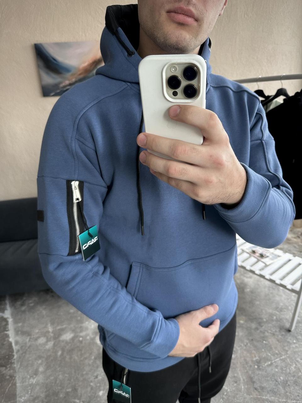 Зимовий худі з начосом індиго Grand