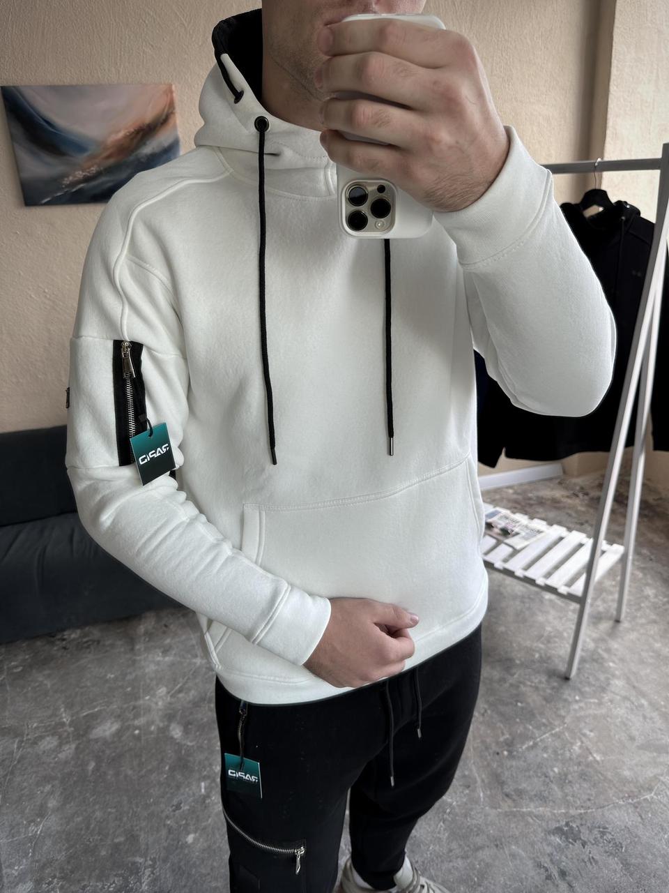 Зимовий худі з начосом молочний Grand