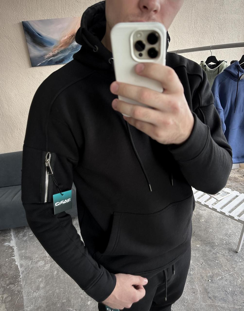 Зимовий худі з начосом чорний Grand