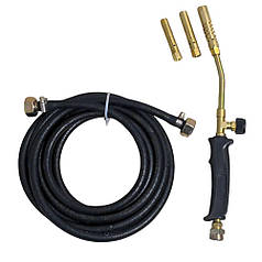 Пальник пропановий для паяння в комплекті з 3 соплами Ø13 14 17 та шлангом 4 метри для підключення до балона