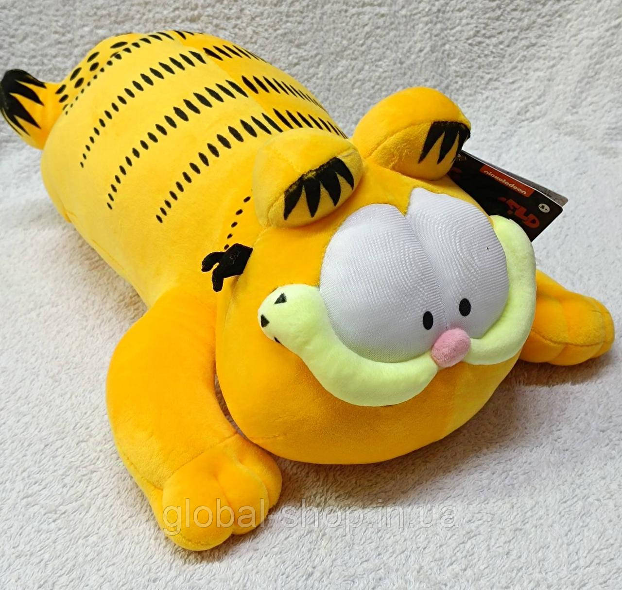 М'яка іграшка обіймашка Рудий Кіт Гарфілд батон 40 см Плюшевий Жовтогарячий