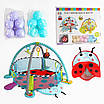 Розвиваючий барвистий килимок ігровий манеж сухий басейн 2в1 для немовляти 0+ дуги брязкальця-підвіски м'ячики, фото 10