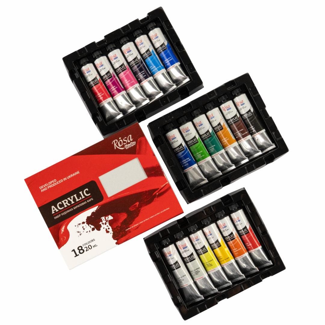 Фарби акрилові Rosa Studio набір 18 кв. по 20 мл 9074770, фото 1