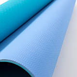 Килимок для йоги та фітнесу TPE (йога мат, каремат спортивний) OSPORT Yoga ECO Pro 6мм (FI-0076) Бірюзово-бузковий, фото 6