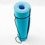 Килимок для йоги та фітнесу TPE (йога мат, каремат спортивний) OSPORT Yoga ECO Pro 6мм (FI-0076) Бірюзово-бузковий, фото 7