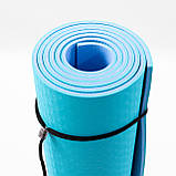 Килимок для йоги та фітнесу TPE (йога мат, каремат спортивний) OSPORT Yoga ECO Pro 6мм (FI-0076) Бірюзово-бузковий, фото 8