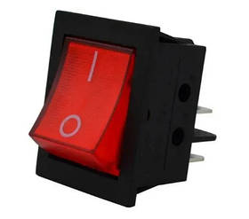 Перемикач широкий з підсвіткою (ON-OFF) 4 контактний, 15A, 220 V, червона