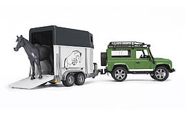 Іграшка Bruder позашляховик Land Rover Defender з причепом-коневозкою та конем (02592)