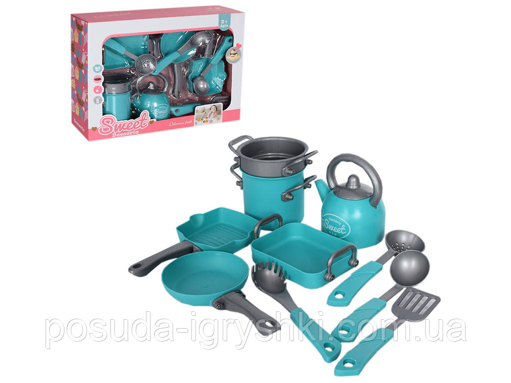 Посуд XY88-21 сковорідки, чайник, каструлі кухонний набір, в коробці, 38,5-27-9см, фото 1