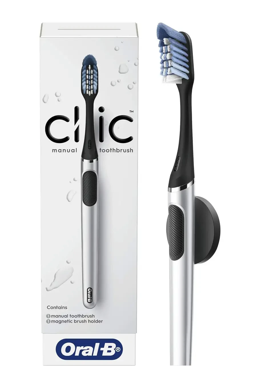 Мануальна зубна щітка Oral-b Clic Onyx Silver (змінна насадка, магніт для кріплення)