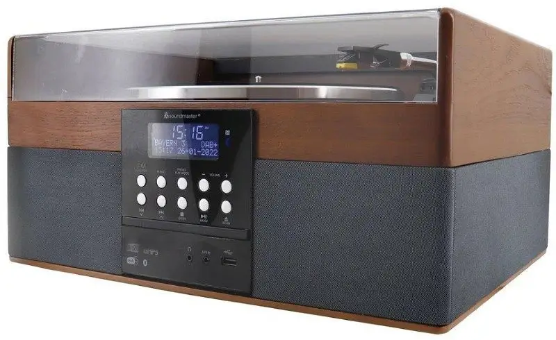Музичний центр Вініловий програвач Soundmaster Eliteline PL910 DAB+/FM радіо, CD/MP3, USB, Німеччина