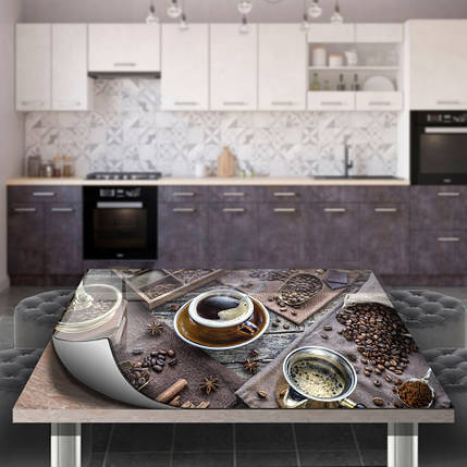 Покриття для столу, м'яке скло з фотодруком, Кава 60 х 100 см (1,2 мм), фото 1