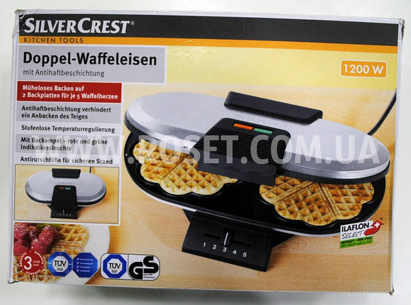 Вафельница электрическая - Silver Crest Doppel-Waffeleisen KH 1181 1200 W  (Германия): продажа, цена в Киеве. Бытовые блинницы, вафельницы, кексницы  от 