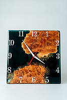 Годинник на подарунок з дерева та епоксидної смоли  ручної роботи Лісовий Відлік 30x30