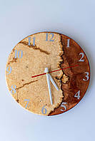 Годинник на подарунок з дерева та епоксидної смоли  ручної роботи Пісочна хвиля 30 см