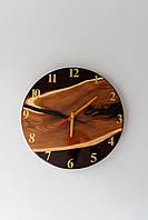 Годинник на подарунок з дерева та епоксидної смоли  ручної роботи Золоте Древо 35 см
