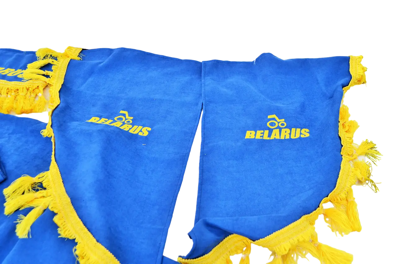 Повний комплект штор у кабіну МТЗ-80/82 (Велика кабіна, сині штори) + кріплення, фото 1