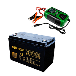 Акумулятор VOLT AGM VRLA 100Ah 12V + подарунок Зарядний пристрій Volt Polska 12V 8A LCD