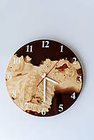Годинник на подарунок з дерева та епоксидної смоли  ручної роботи Янтарний Час 35 см