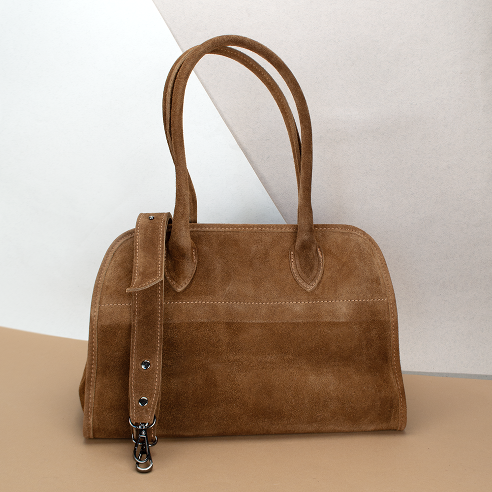 Сумка жіноча замшева Virginia Conti 03802 з 2 ручками темно-руда, фото 1