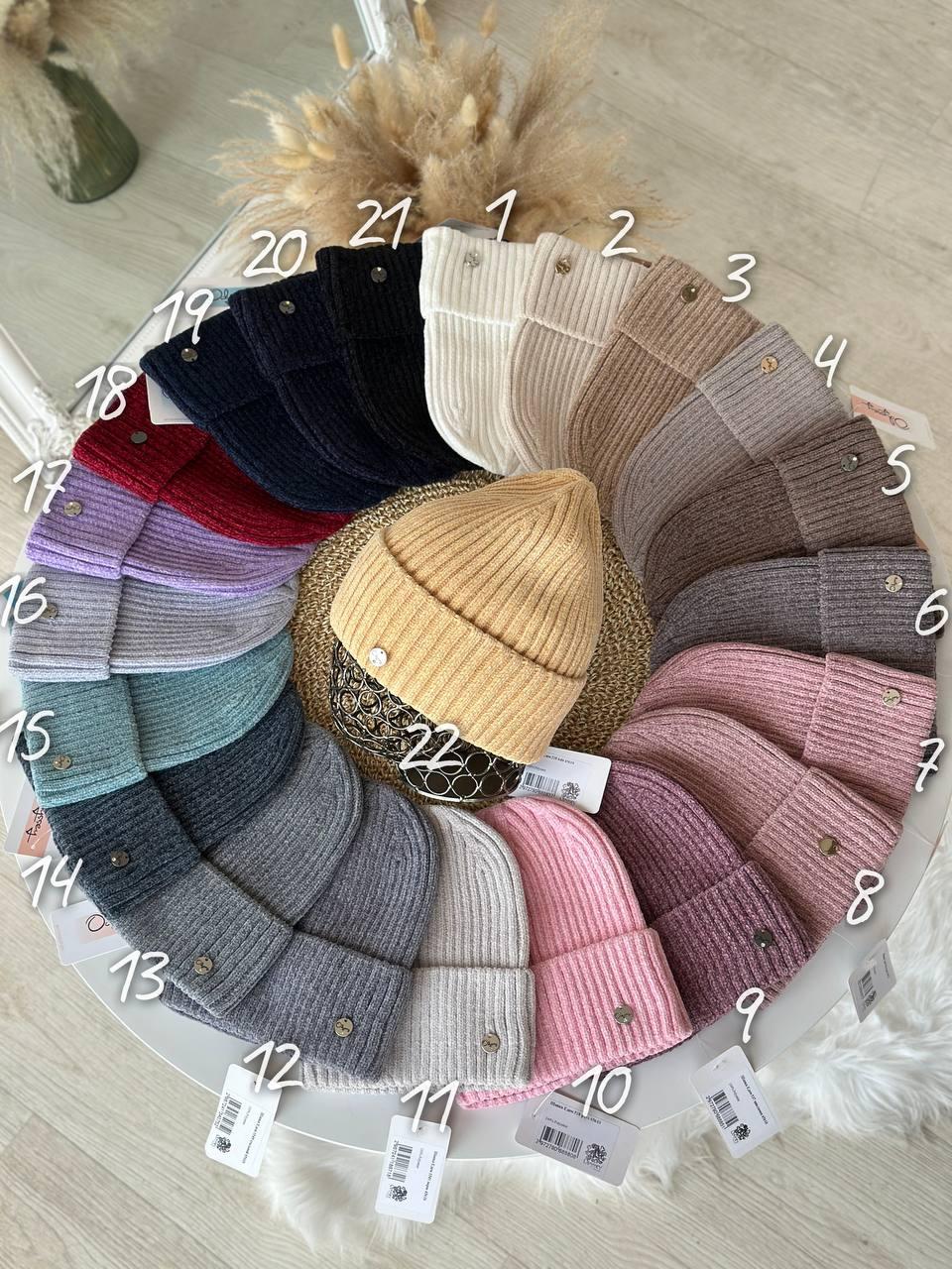 Стильна тепла жіноча шапка (Розмір 54-59), Мікс кольорів