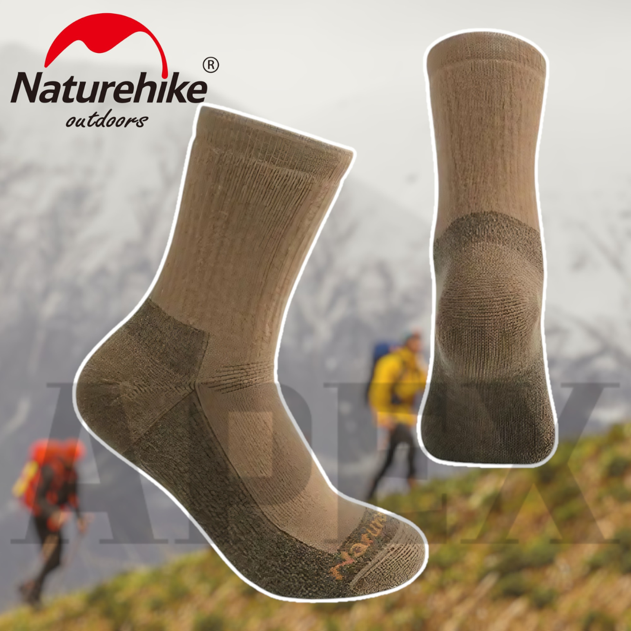 Шкарпетки Naturehike L35-39, теплі шкарпетки з вовни мериноса 2022, термо шкарпетки хакі колір Merino Wool