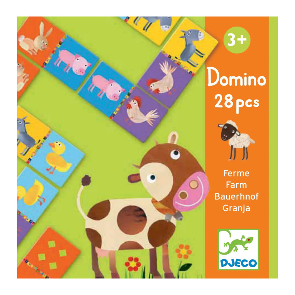 Настільна гра "Доміно Ферма" DJECO DJ08158, 28 ігрових елементів, Toyman