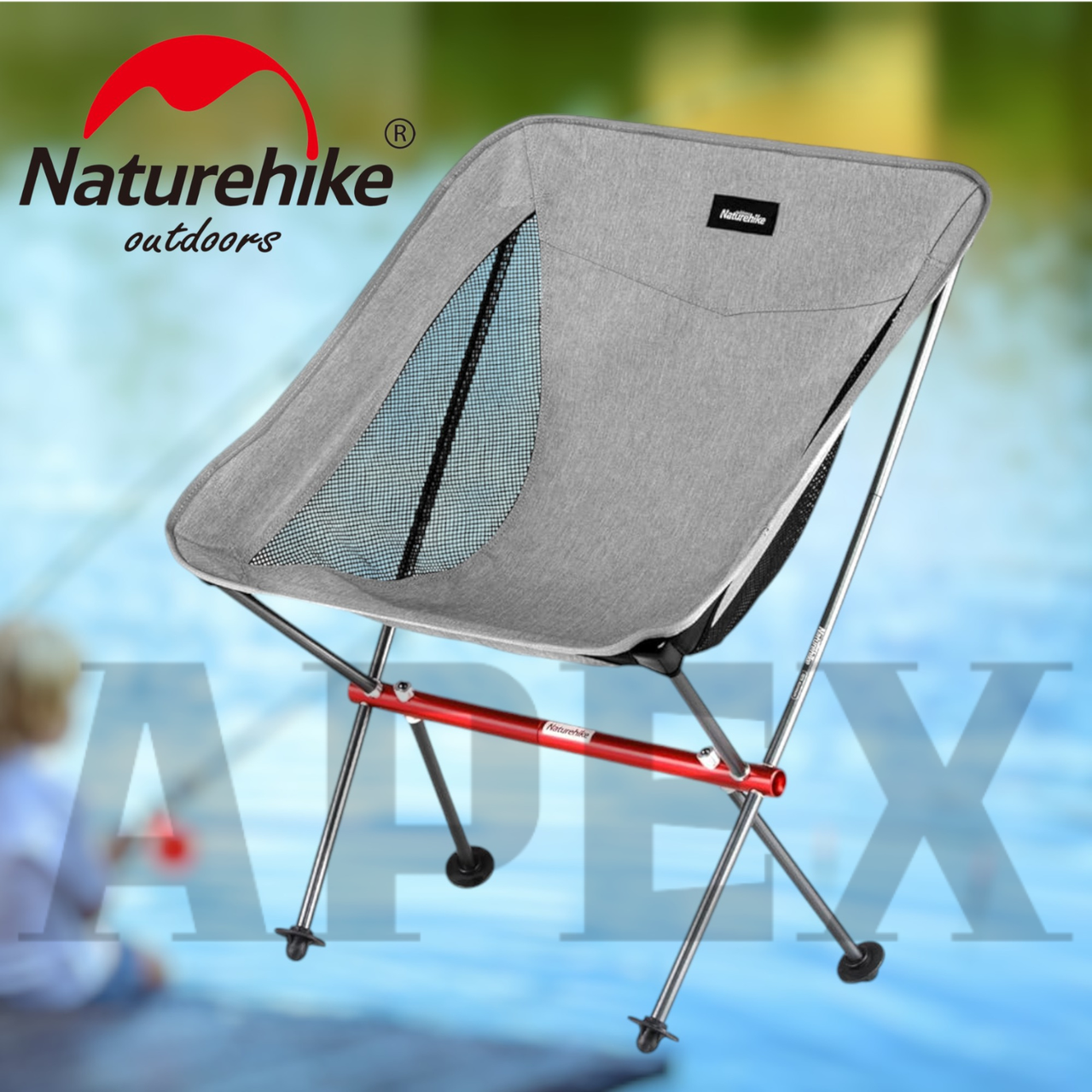 Туристичний стілець Naturehike YL-05, розкладний стільчик, стільчик для риболовлі сірий, до 140 кг