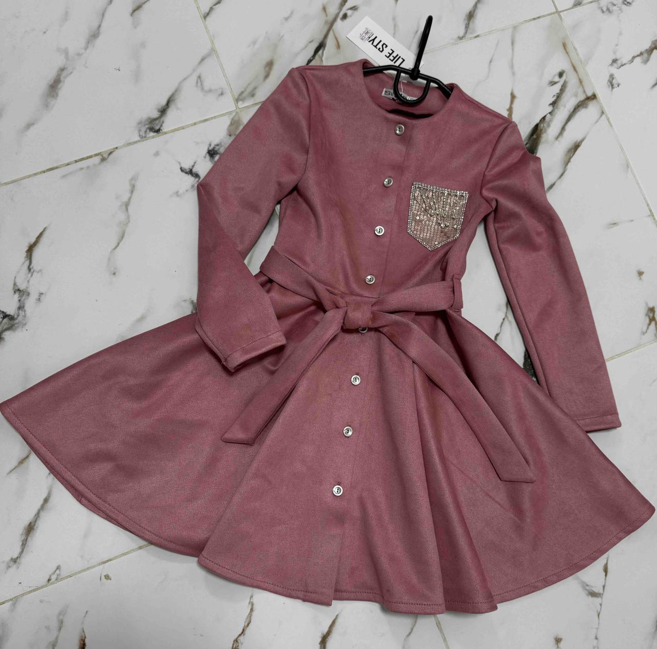 Плаття 346 на дівчинку з довгим рукавом, р. 128-152, фреза