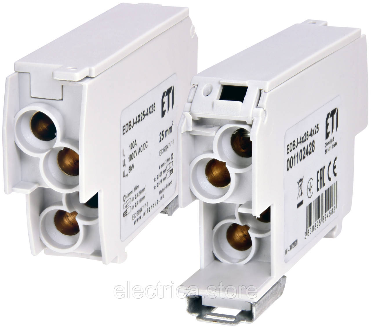 Блок розподільчий EDBJ-4x25-4x25 100A, сірий ETI 1102428, фото 1