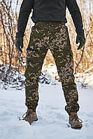 Штани чоловічі утеплені на флісі для військових тактичні для полювання софт шел піксель