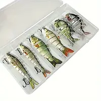 Воблер Карась, Плотва. Набір з 6 багатосекційних воблерів приманка з гачками