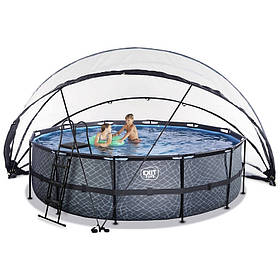 Басейн великий каркасний EXIT з накриттям, "камінь" 450х122 см (пісочний фільтр)