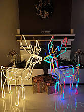 Олень 120 см з гибкого неону з поворотом голови .Колір синій, теплий, білий та RGB .