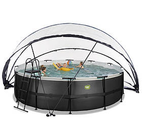 Басейн великий каркасний EXIT з накриттям, "чорна шкіра" 450х122 см (пісочний фільтр)