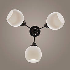 Чорна стельова люстра з білими кулями на 3 лампи Triple Globe  (61-X1005F-5 BK+WH (120)), фото 2