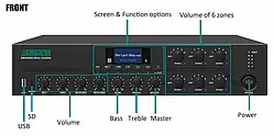 DSPPA DMA6650U 650Вт, 6-зонний цифровий мікшер-підсилювач з віддаленою станцією пейджингу
