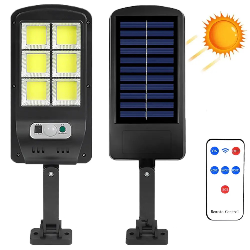 Вуличний ліхтар на сонячній батареї + пульт, Solar Light BL BK120-6COB / LED прожектор з датчиком руху, фото 1