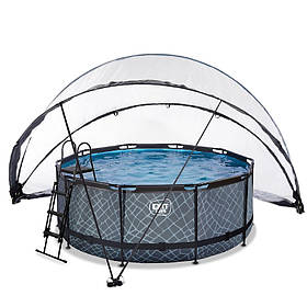 Каркасний басейн EXIT 360x122 см з накриттям "Камінь" (пісочний фільтр)