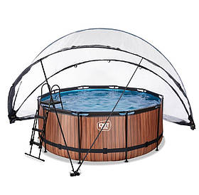 Каркасний басейн EXIT 360x122 см з накриттям "Дерево" (пісочний фільтр)